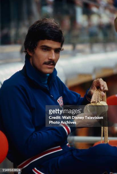 Munich, Germany Mark Spitz with his 5 gold medals at the 1972 Summer Olympics.