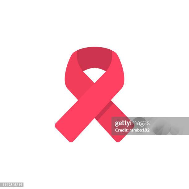 red ribbon flat icon. pixel perfect. for mobile and web. - hiv test stock illustrations