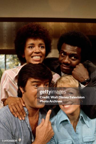Janet MacLachlan, Harrison Page, Ron Masak, Joyce Bulifant promotional photo for the ABC tv series 'Love Thy Neighbor' episode 'The Marriage You Save...