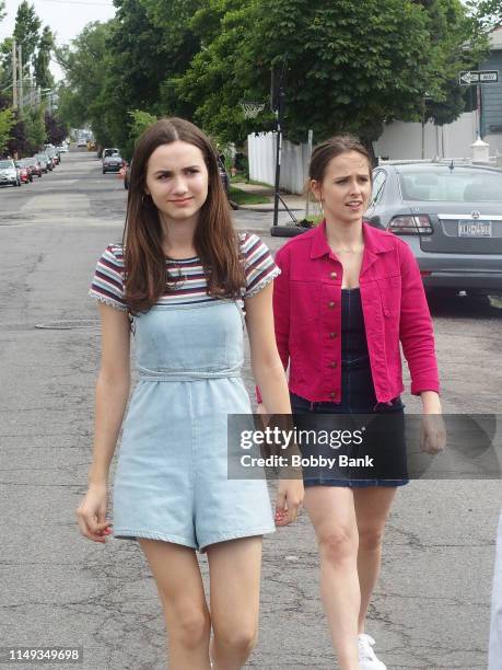 Maude Apatow and Pauline Chalamet on set for the untitled Judd Apatow/Pete Davidson project on June 11, 2019 in New York City.