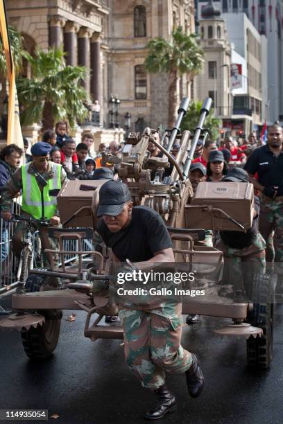 The Cape Garrison Artillery B team start in the City of Cape Town artillery gun race on May 28 2011 in Cape Town, South Africa. It was the second...