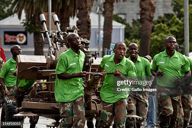 Pretoria's Air Defence Artillery formation competes in the City of Cape Town artillery gun race on May 28 2011 in Cape Town, South Africa. It was the...