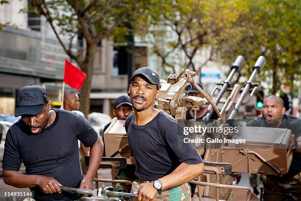 Soldiers compete in the City of Cape Town artillery gun race on May 28 2011 in Cape Town, South Africa. It was the second race of its kind being held...