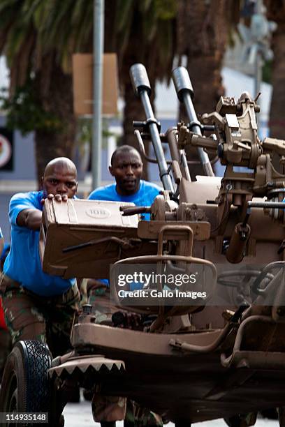 Soldiers from the Cape Garrison Artillery unit compete in the City of Cape Town artillery gun race on May 28 2011 in Cape Town, South Africa. It was...