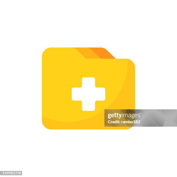 medical files flat icon. pixel perfect. for mobile and web. - health records stock illustrations