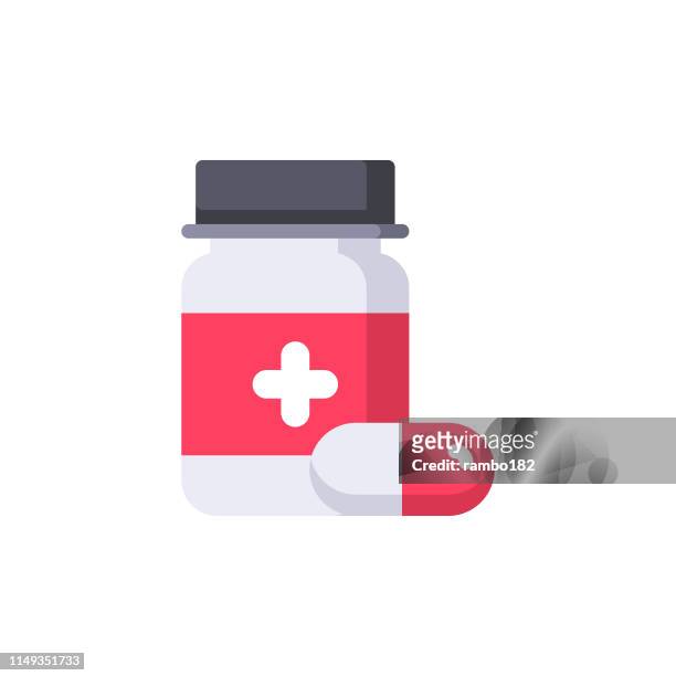 illustrazioni stock, clip art, cartoni animati e icone di tendenza di icona piatta della medicina. pixel perfetto. per dispositivi mobili e web. - aspirina