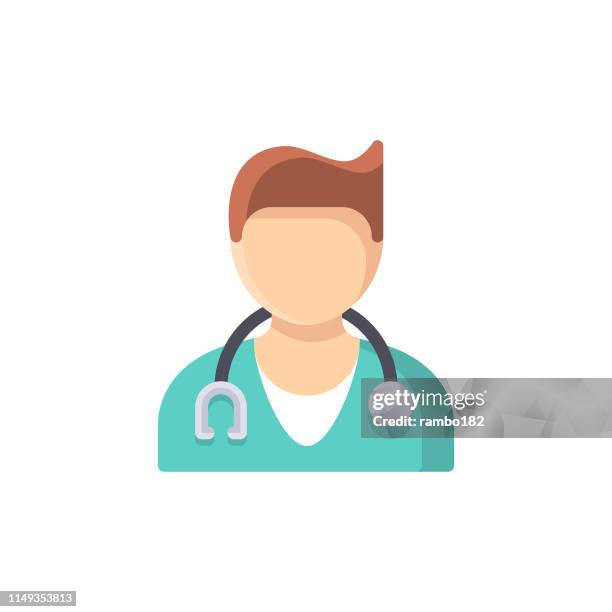 ilustraciones, imágenes clip art, dibujos animados e iconos de stock de icono de doctor flat. pixel perfect. para móvil y web. - visita
