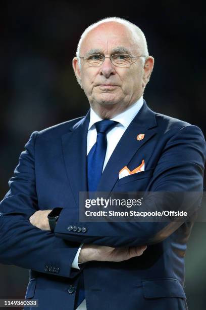 Chairman Michael van Praag looks on during the medal ceremony after the UEFA Nations League Final between Portugal and the Netherlands at Estadio do...