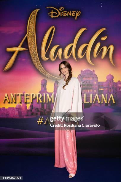 Gaia Bermani Amaral attends the Aladdin photocall and red carpet at The Space Cinema Odeon on May 15, 2019 in Milan, Italy.