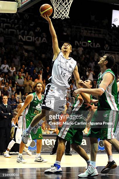 Deividad Gailius of Canadian Solar in action during the Lega Basket Serie A playoff match between Canadian Solar Bologna v Montepaschi Siena at...