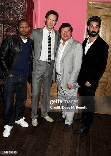 Actors Noel Clarke, James D'Arcy, Jamie Foreman and Ray Panthaki attend the UK Premiere of Screwed at the Soho Hotel on May 30, 2011 in London,...