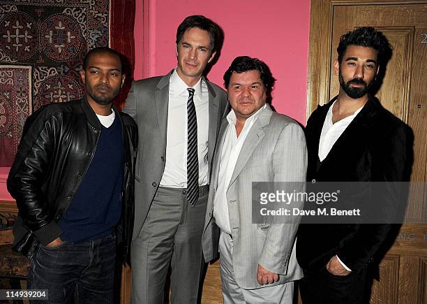 Actors Noel Clarke, James D'Arcy, Jamie Foreman and Ray Panthaki attend the UK Premiere of Screwed at the Soho Hotel on May 30, 2011 in London,...