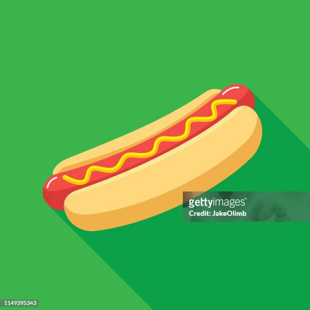 stockillustraties, clipart, cartoons en iconen met hotdog icon plat - grilled
