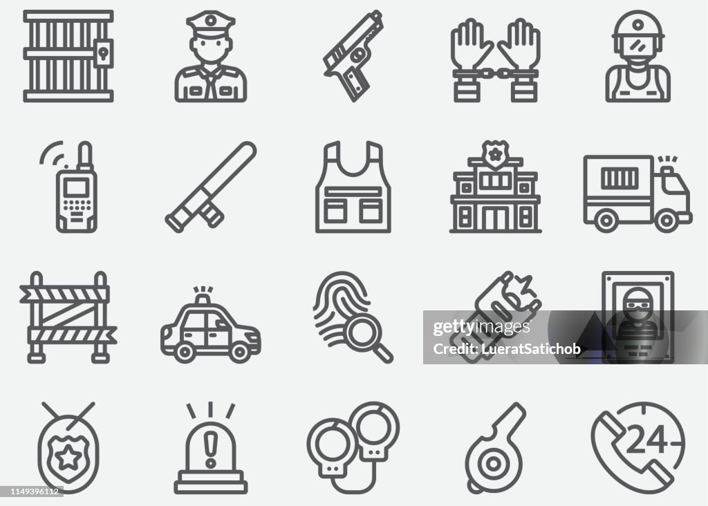 Police & Security guard Line Icons