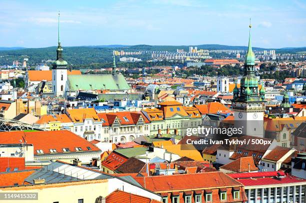 brno cityscape - brünn stock-fotos und bilder