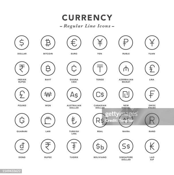 stockillustraties, clipart, cartoons en iconen met valuta-regelmatige pictogrammen - bitcoin symbol