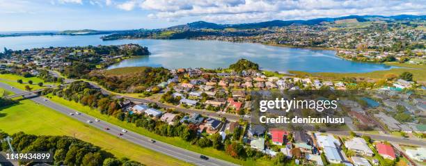 maungatapu aerial view - tauranga stock pictures, royalty-free photos & images