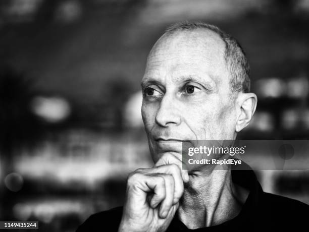 senior man looks serious, underweight and possibly ill - malnutrition stock pictures, royalty-free photos & images