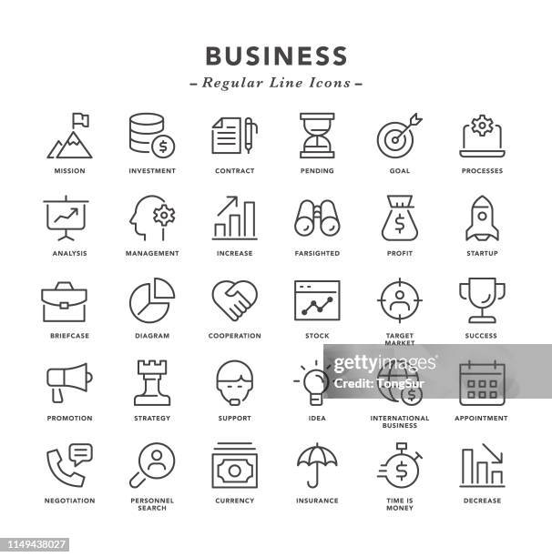 business-regelmäßige linienäkone - vision and mission stock-grafiken, -clipart, -cartoons und -symbole