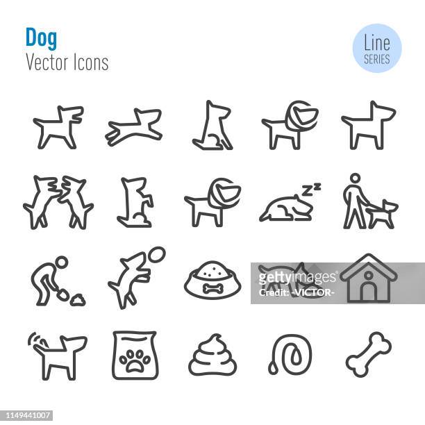 dog icons - vector line series - stool stock illustrations