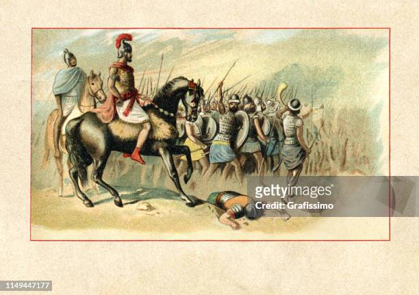 ilustraciones, imágenes clip art, dibujos animados e iconos de stock de aníbal en la batalla de cannae 216 a.c. - roman army