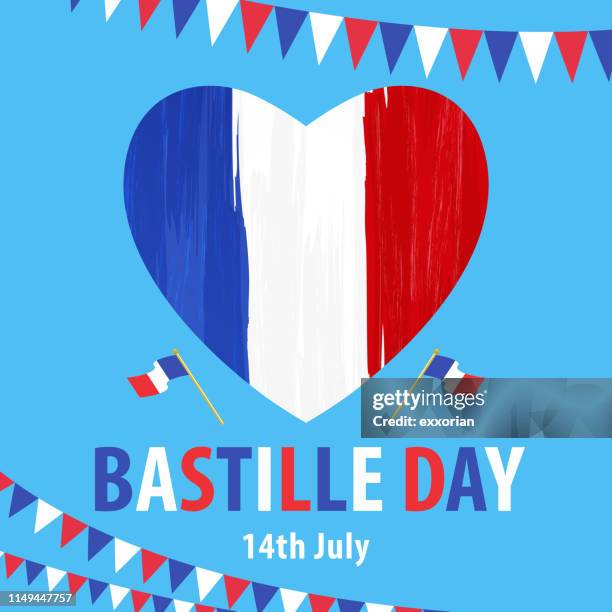 14th july bastille day - french flag stock illustrations