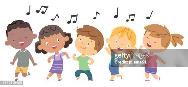 kinder tanzen - child singing stock-grafiken, -clipart, -cartoons und -symbole