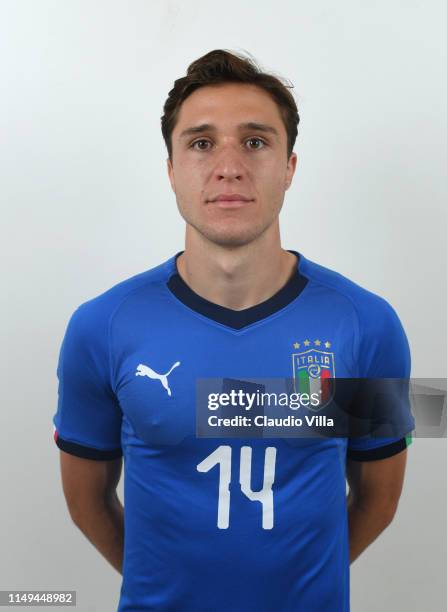 Federico Chiesa of Italy poses during the official portrait session at Casteldebole Training Center on June 12, 2019 in Bologna, Italy.