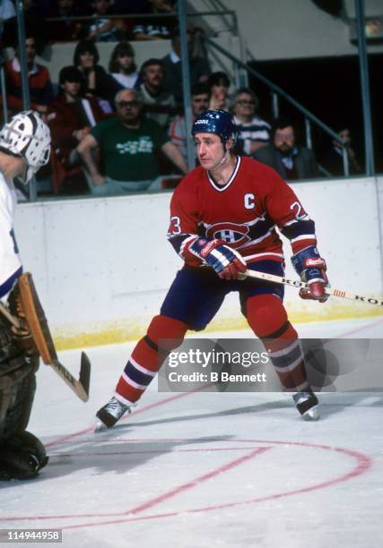 Bob Gainey of the Montreal Canadiens skates to the front of the net during an NHL game in February, 1987.