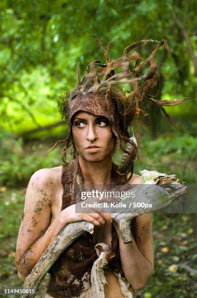 dryad in the old garden - goblin stock pictures, royalty-free photos & images