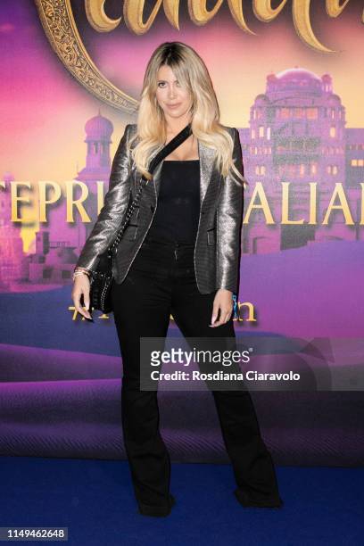 Wanda Nara attends the Aladdin photocall and red carpet at The Space Cinema Odeon on May 15, 2019 in Milan, Italy.