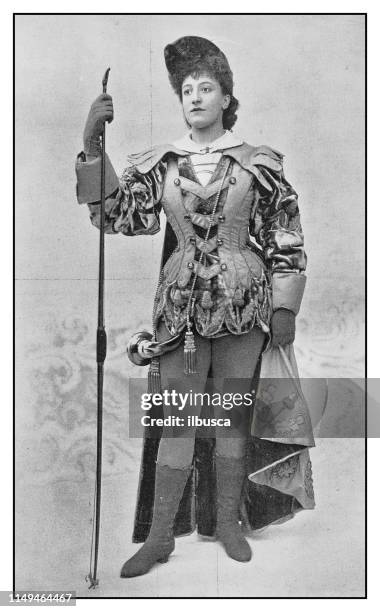 antique photo: actress annie schubert as robin hood - actor stock illustrations