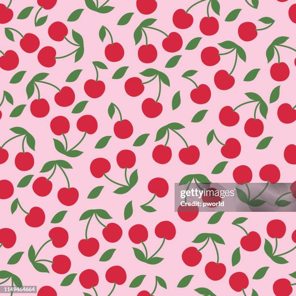 cherry seamless pattern . - cherries stock illustrations