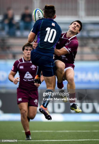 Ross Thompson of Scotland U20 competes for the ball with Dachi Papunashvili of Georgia U20 during a Pool C match between Georgia U20 and Scotland U20...