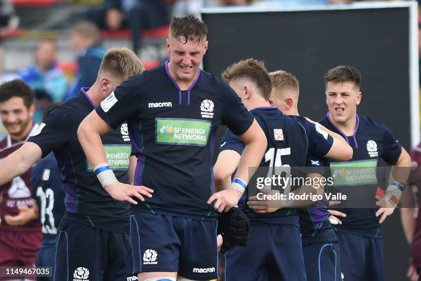 Cameron Henderson of Scotland U20 looks dejected after a Pool C match between Georgia U20 and Scotland U20 as part of World Rugby U20 Championship...