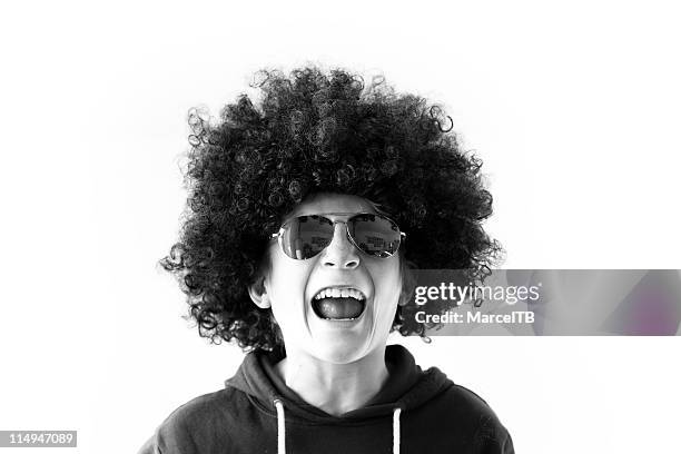 funky afro boy - afro wig stock pictures, royalty-free photos & images