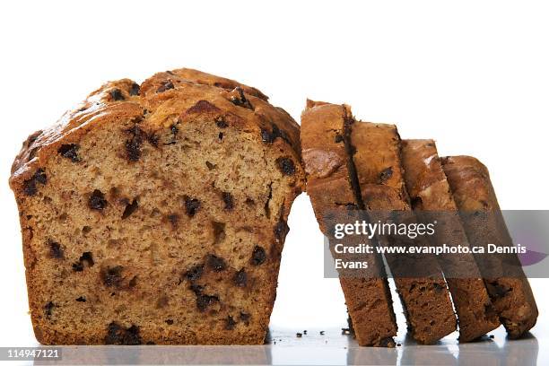 chocolate banana bread - banana loaf stock pictures, royalty-free photos & images