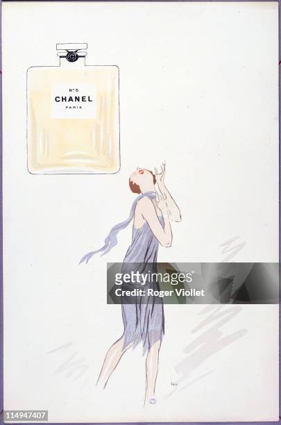 An advertisement for Chanel Number 5 perfume, 1921. A drawing by Sem .