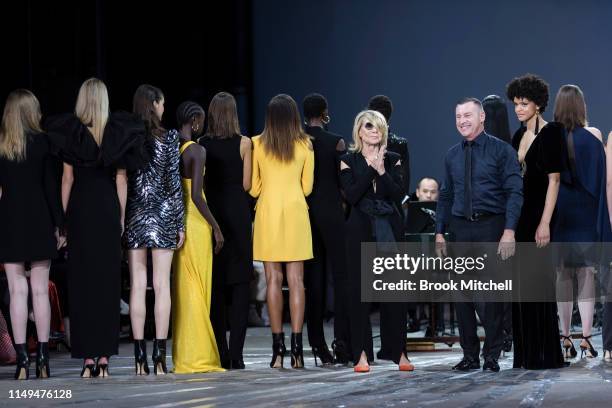 Designer Carla Zampatti is pictured during the Carla Zampatti show at Mercedes-Benz Fashion Week Resort 20 Collections at Carriageworks on May 16,...