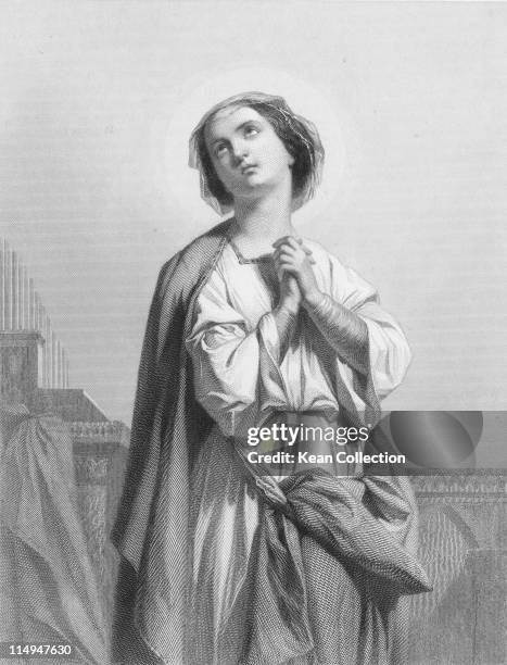 Engraving depicting Saint Cecilia of Rome patron saint of musicians, circa 178.