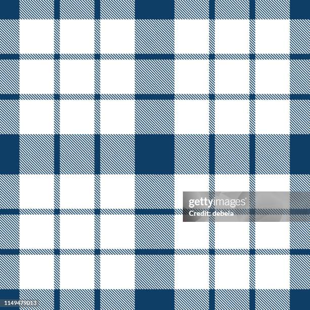 blue and white scottish tartan plaid textile pattern - sweater pattern vector stock illustrations