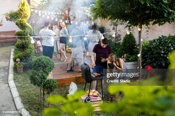 summer party outdoors - backyard stock pictures, royalty-free photos & images