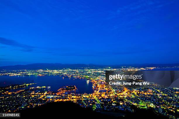 nightscape at hakodate city - hokkaidō stock pictures, royalty-free photos & images