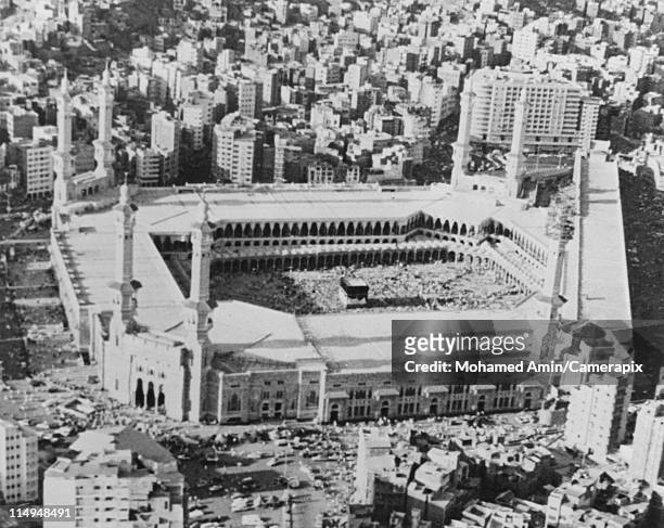 The Kaaba in the centre of the Masjid al-Haram in Mecca, Saudi Arabia, circa 1979. Every year, millions of Muslims complete a hajj or pilgrimage to...