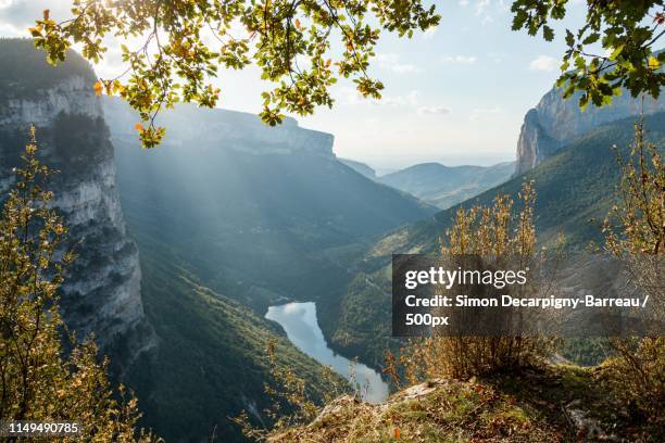 autumn valley - parc naturel régional du vercors photos et images de collection