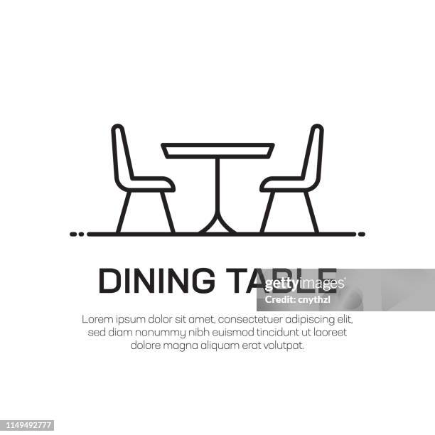 ilustraciones, imágenes clip art, dibujos animados e iconos de stock de icono de línea vectorial de mesa de comedor-icono de línea delgada simple, elemento de diseño de calidad premium - chair