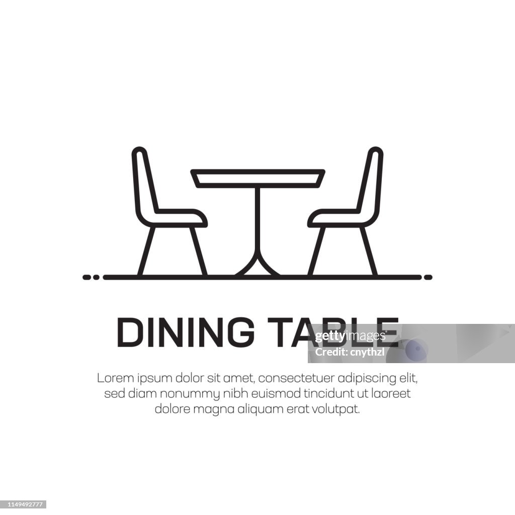 Dining Table Vector Line Icon - Simple Thin Line Icon, Premium Quality Design Element