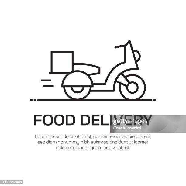 food delivery vector line icon-simple thin line icon, premium quality design element - delivery company logos stock-grafiken, -clipart, -cartoons und -symbole