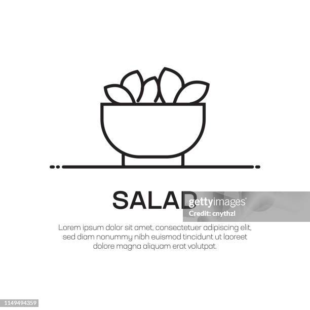 ilustrações de stock, clip art, desenhos animados e ícones de salad vector line icon - simple thin line icon, premium quality design element - restaurant logo