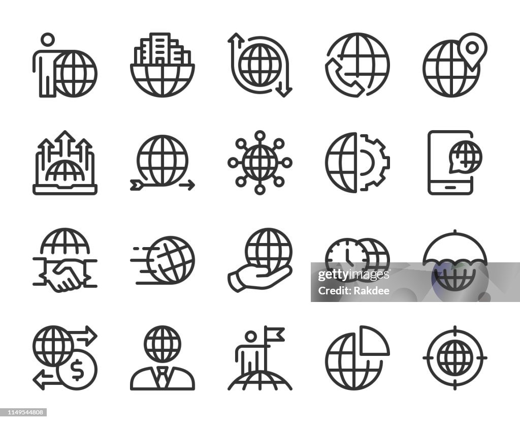 Business globale - Icone di linea